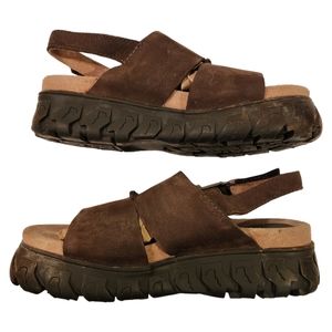 Native Deep E Sole of the Rain Forest Men's Brown Nubuck hiking Sandals SIZE 8